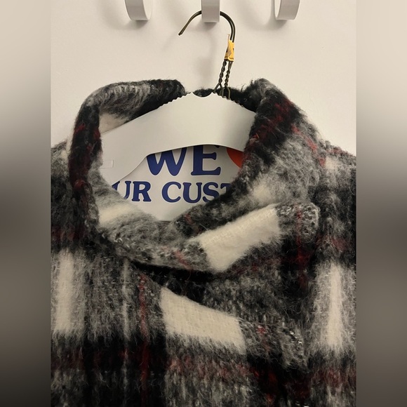 Banana Republic Italian fabric wool blend cost women size small plaid red gray - Picture 8 of 16